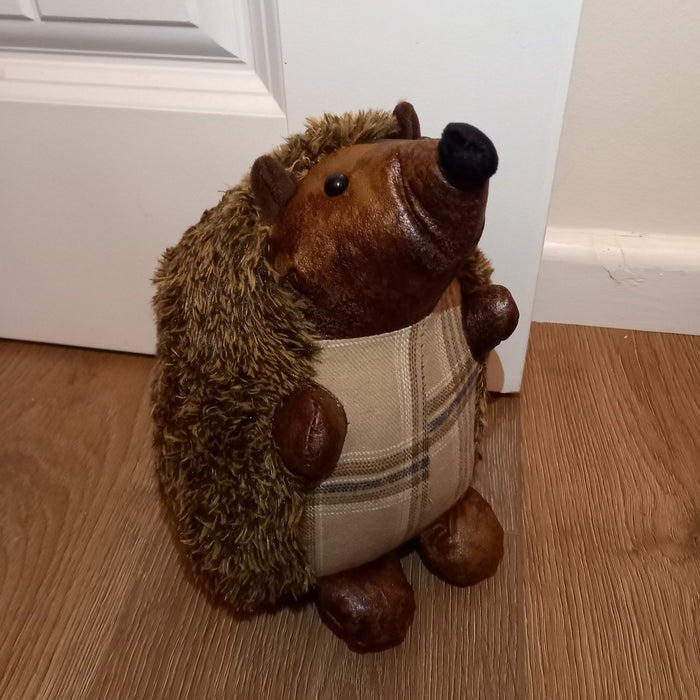 Leather Look and Fur Hedgehog Door Stop