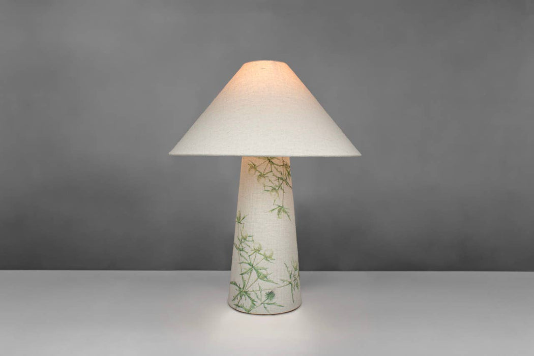 Green Thistles | Fabric Lamp | With Cone Shade | 43cm