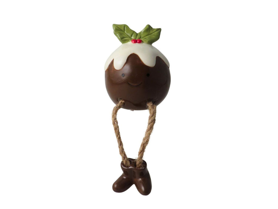 Christmas Pudding Shelf Sitting Ceramic Figure - 2 Sizes