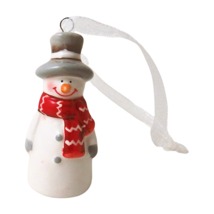 Snowman Bell Tree Decoration - Set of 2