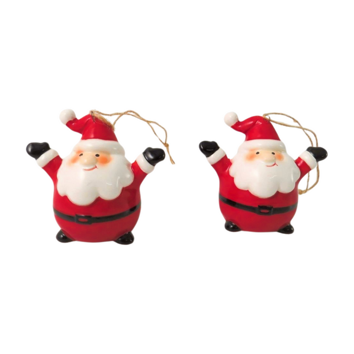 Santa Ceramic Hanging Christmas Tree Decorations - Set of 3