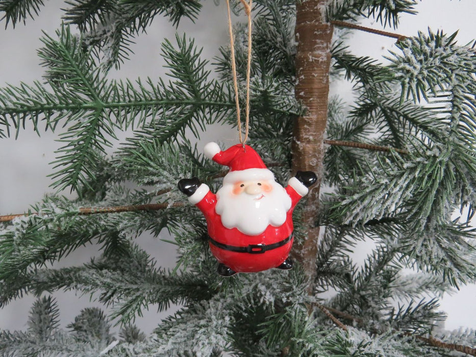 Santa Ceramic Hanging Christmas Tree Decorations - Set of 3