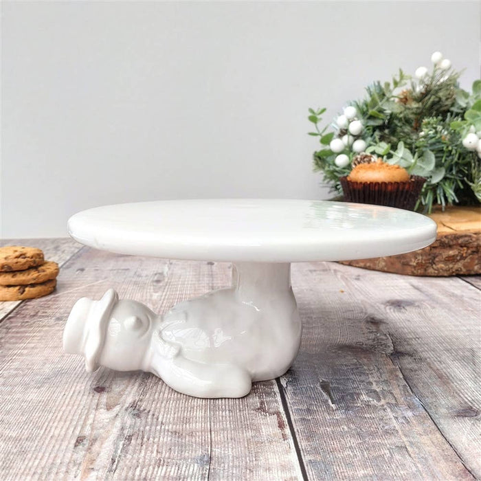 Ceramic Snowman 6-Inch Cake Stand 17cm - White