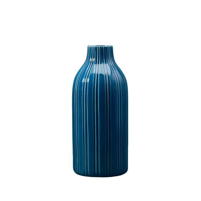 Peacock Blue Ceramic Textured Vase - 29cm