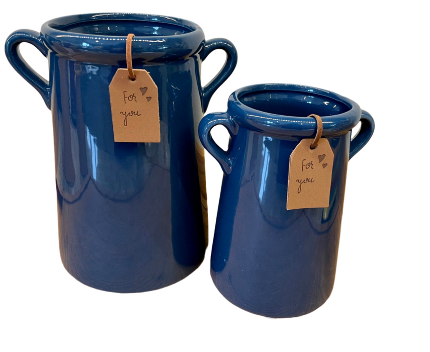 Blue Handle Urn Vase - Two Sizes