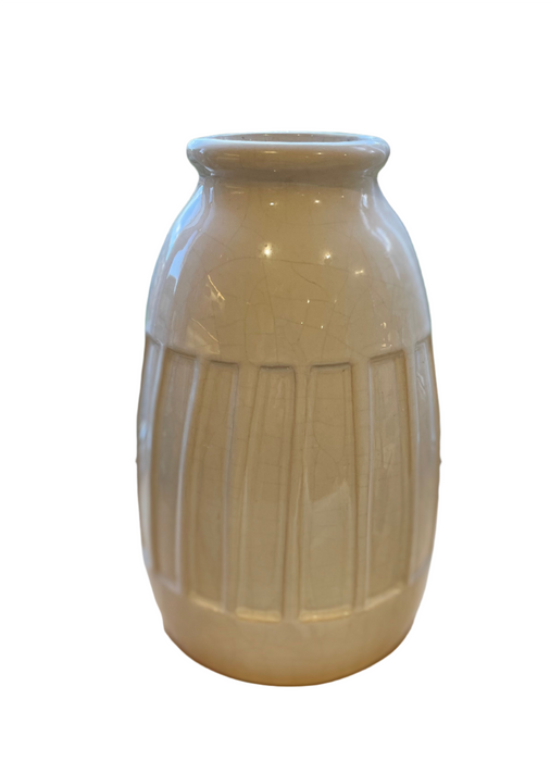 White Ceramic Stripe Vase - 24.5cm