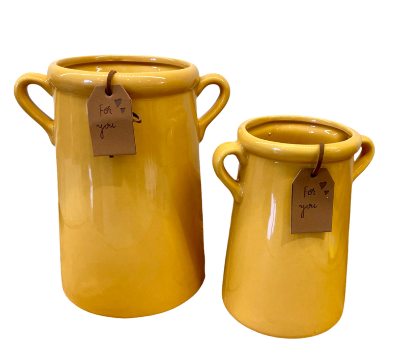 Yellow Handle Urn Vase - Two Sizes