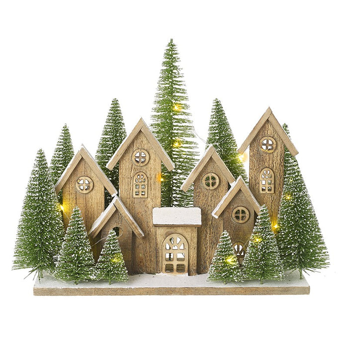 Large Light Up Trees & Houses Decoration