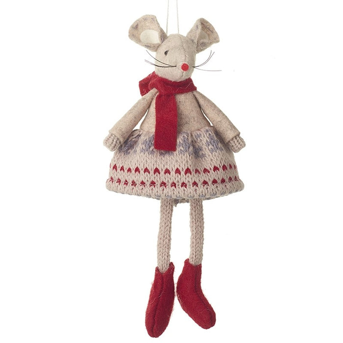 Mouse In Knitted Dress With Red Boots