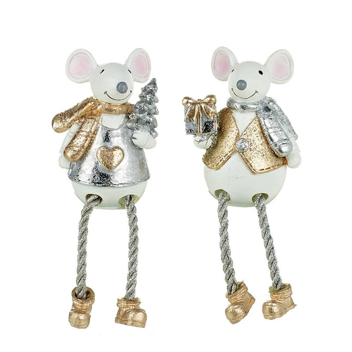 Polyresin Mice Mix With Long Legs Set of 2