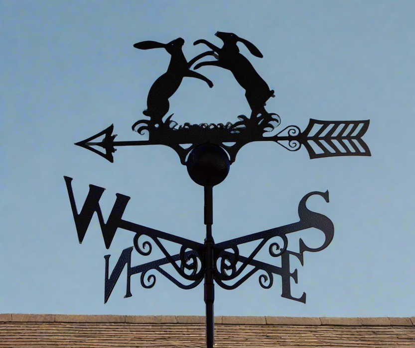 Boxing Hares Weathervane - UK Made Solid Steel