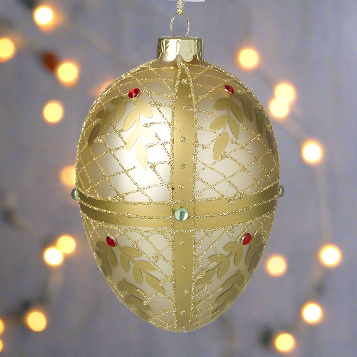 Gold Decorated Glass Hanging Egg