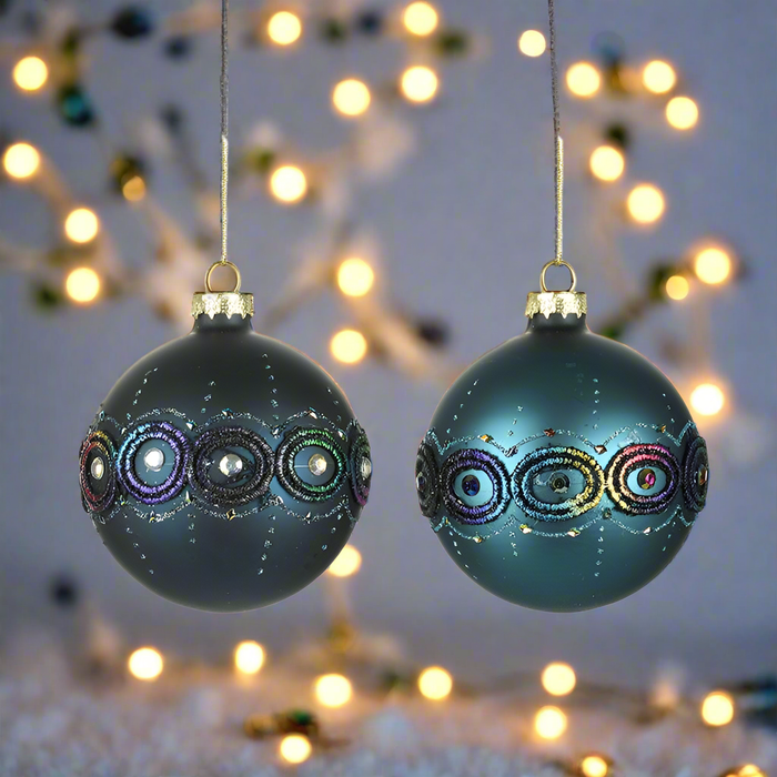 Sparkle Navy Blue Bauble Pair - Set of 2