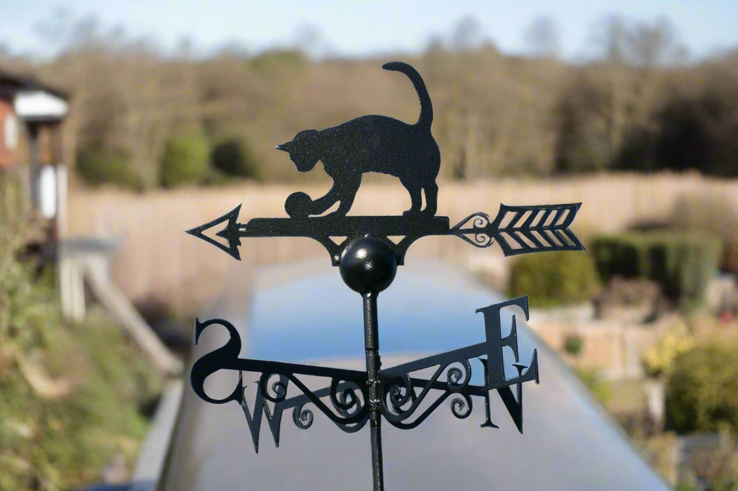 Cat Weathervane - UK Made Solid Steel