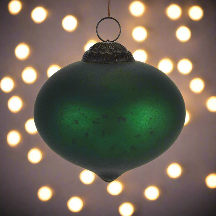 The Noel Collection Forest Green Bulbous Christmas Bauble