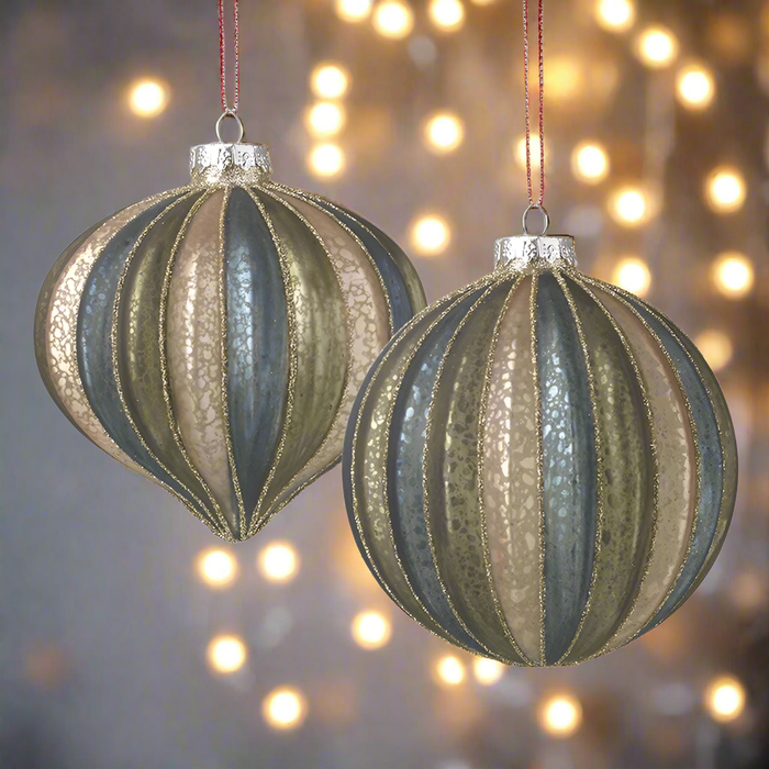 Mottled Finish Multi Faceted Bauble - 2 Shapes