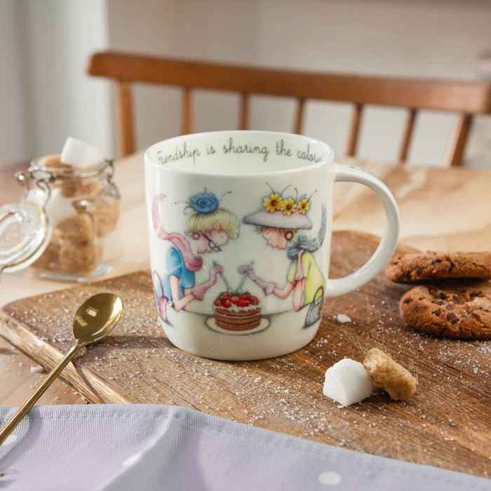 Friend Mug - Friendship is sharing the calories! - Berni Parker Bone China Mug, Designed and Made in the UK