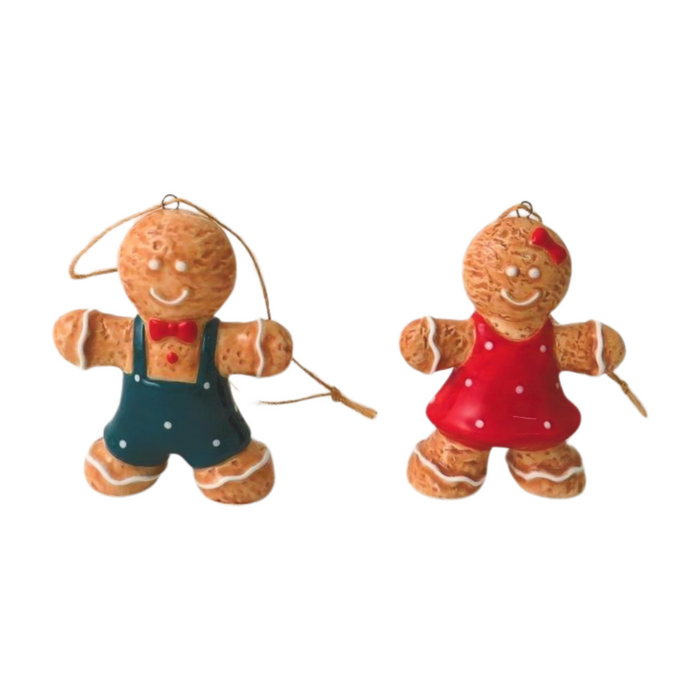 Boy & Girl Gingerbread - Ceramic Hanging Christmas Tree Decorations