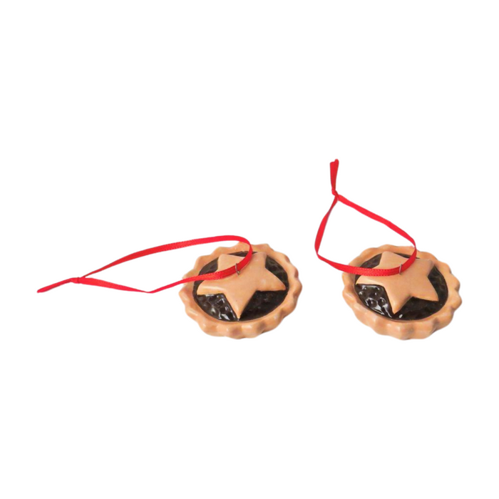 Mince Pie - Ceramic Hanging Christmas Tree Decorations - set of 3