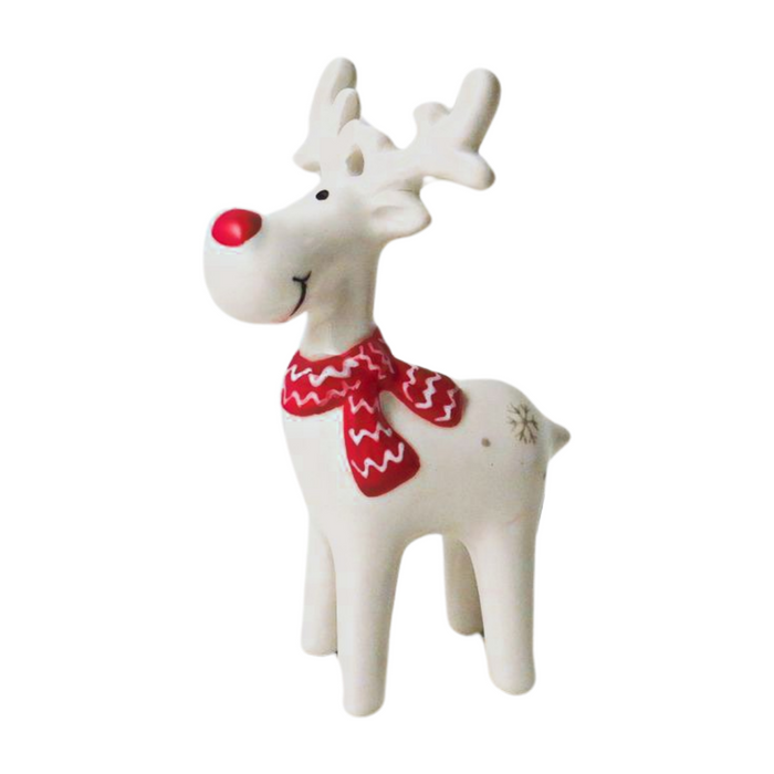 Standing Reindeer With Scarf Ceramic Hanging Christmas Tree Decorations - 6x10cm