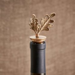 Oak Leaf Brass Bottle Stopper