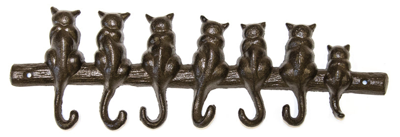 Cast Iron Cat Tails 7 Keyhook Rack Key Hook Coat Wall Hook Metal Rustic Vintage