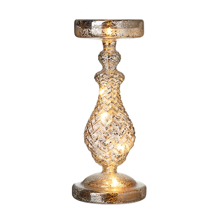 Light up Crackle Bronze Candlestick