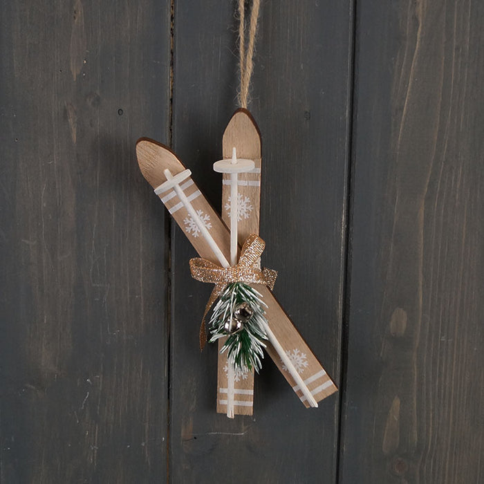 Hanging Wooden Ski's Christmas tree Decoration