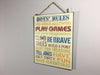 BOYS' RULES Haging Plaque