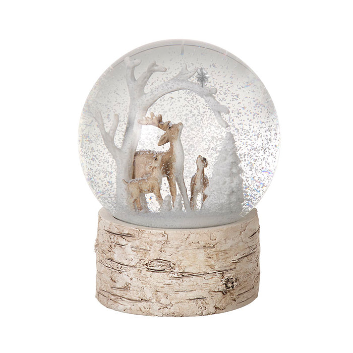 Large Festive Snow Globe Deer Woodland, Bethlehem Christmas Star