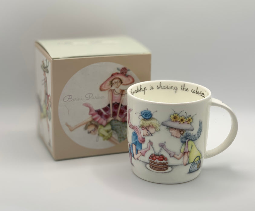 Friend Mug - Friendship is sharing the calories! - Berni Parker Bone China Mug, Designed and Made in the UK