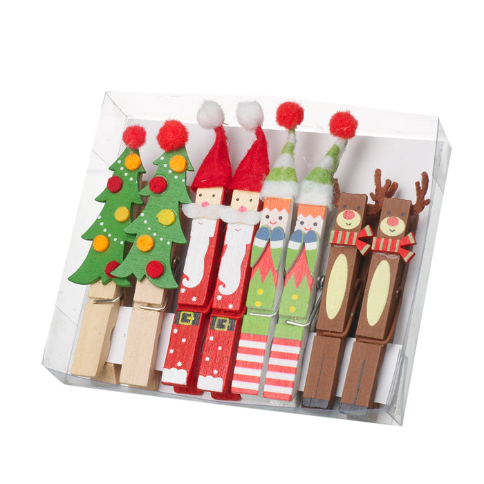 Wooden Decorative Christmas Pegs