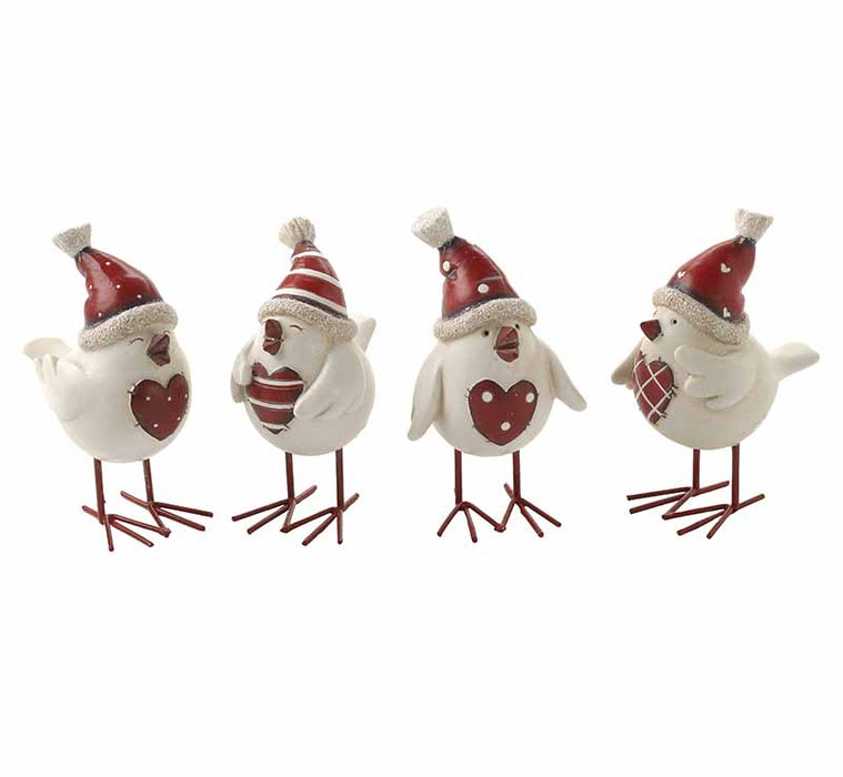 Christmas Birds with Hats and Hearts