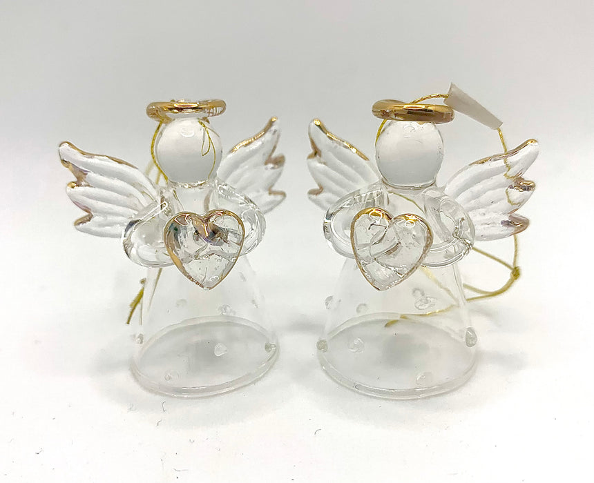 Mini Glass Angel, Polka Dot, Pair of Hanging Decorations