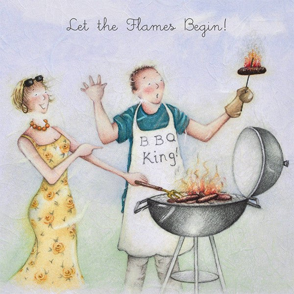 Barbeque Birthday Card - Let the flames begin! - Berni Parker