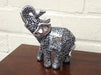 Trunk Up Small Elephant Ornament - Silver Black Finish -13cm 