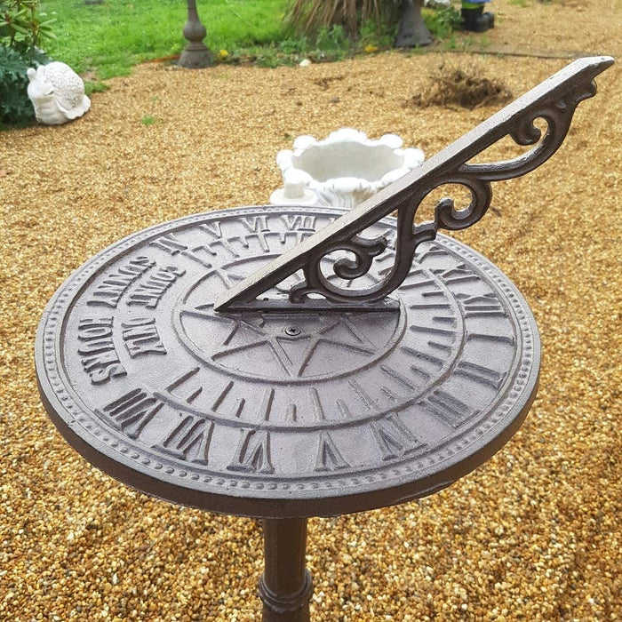 Cast Iron Free Standing Sunny Hours Garden Sundial - DS