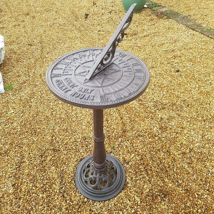 Cast Iron Free Standing Sunny Hours Garden Sundial - DS